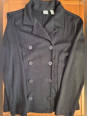 Vintage GAP Wool Blend Knit Blazer Double Breasted Cardigan Sweater Normcore S